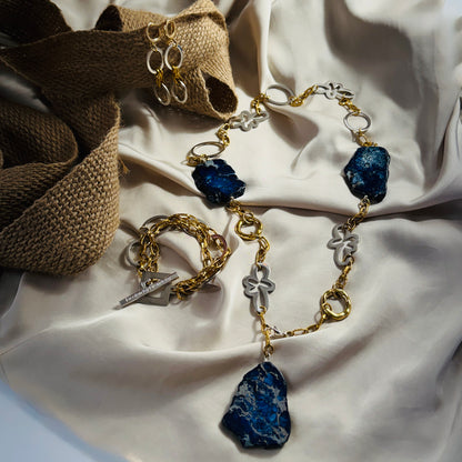 Royal Blue Halsband 80 cm – Blå Imperial Jasper & 18K Guld