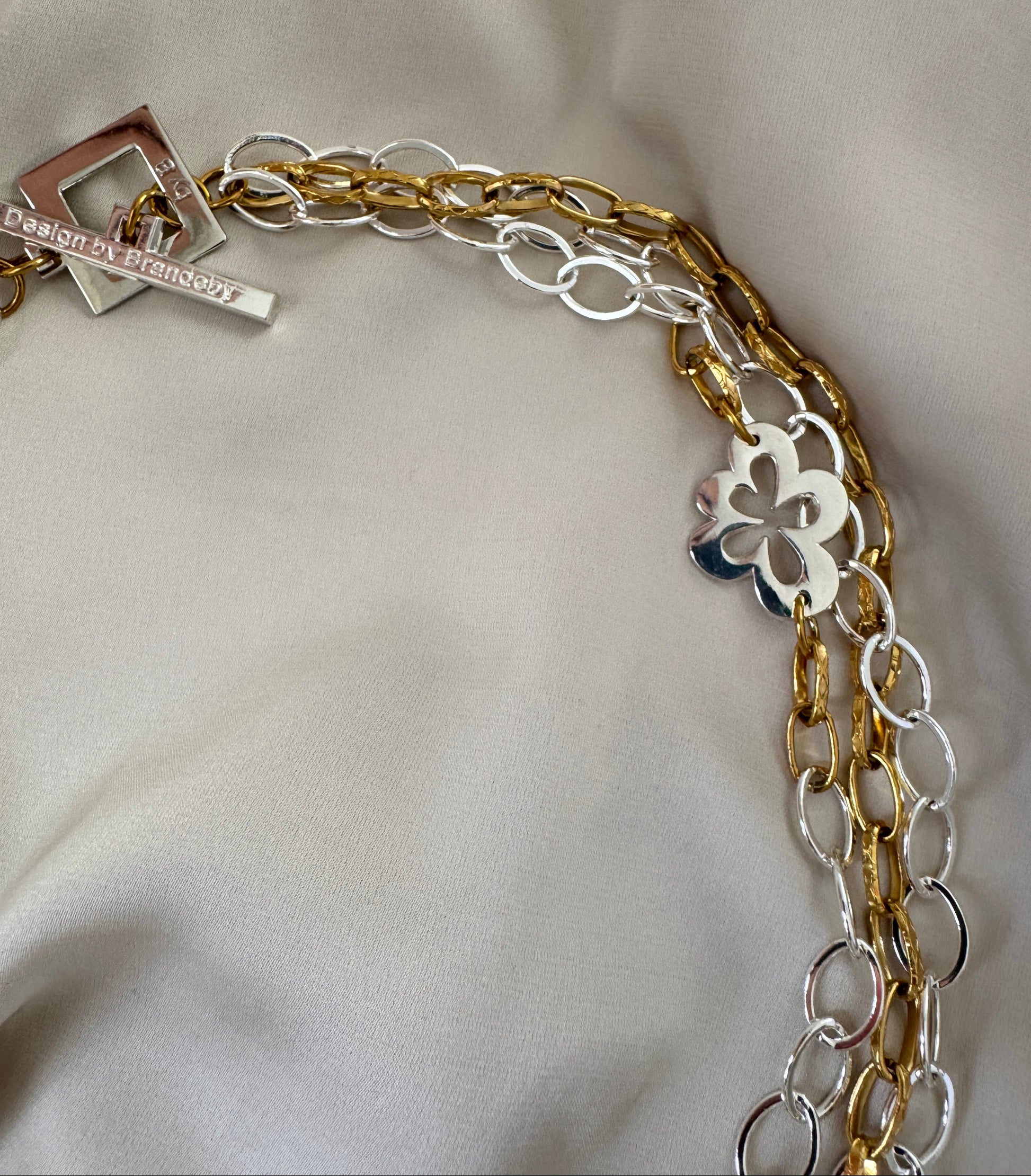 Halsband Sterling Silver 18K Guldpläterat - Flexibelt - 50-100cm - Silver Guld the one - design by brandeby