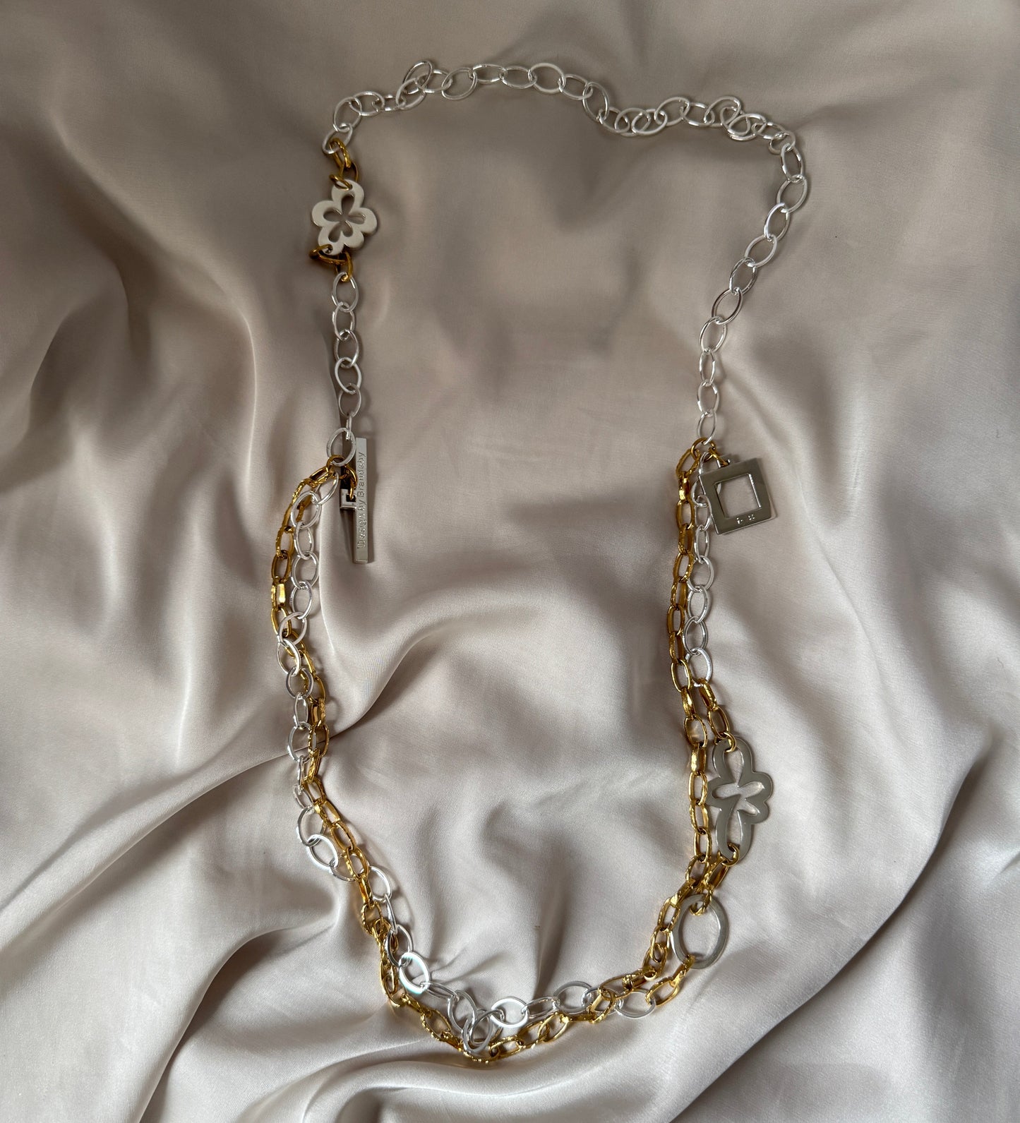 Halsband Sterling Silver 18K Guldpläterat - Flexibelt - 50-100cm - Silver Guld the one - design by brandeby