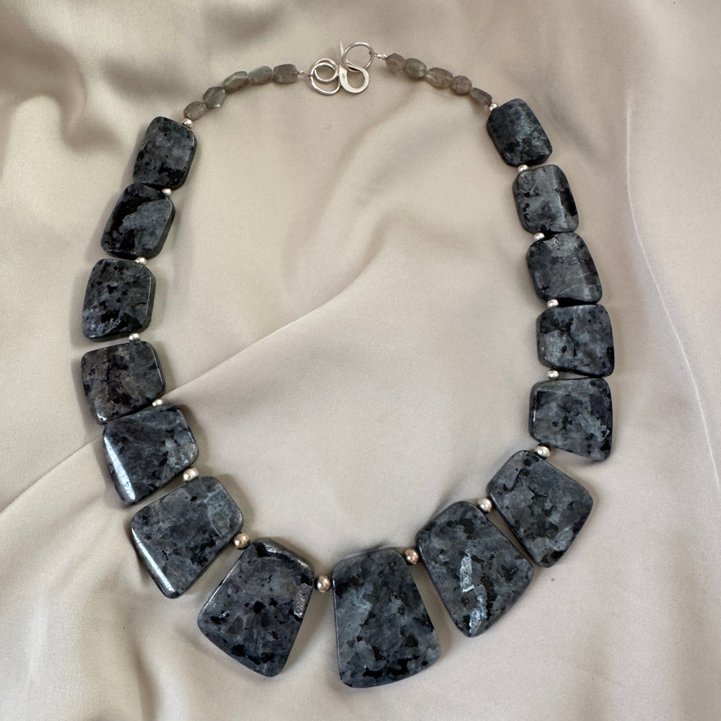 Halsband Labradorit Sterling Silver - Limited Edition - 52cm - Grå Blå 