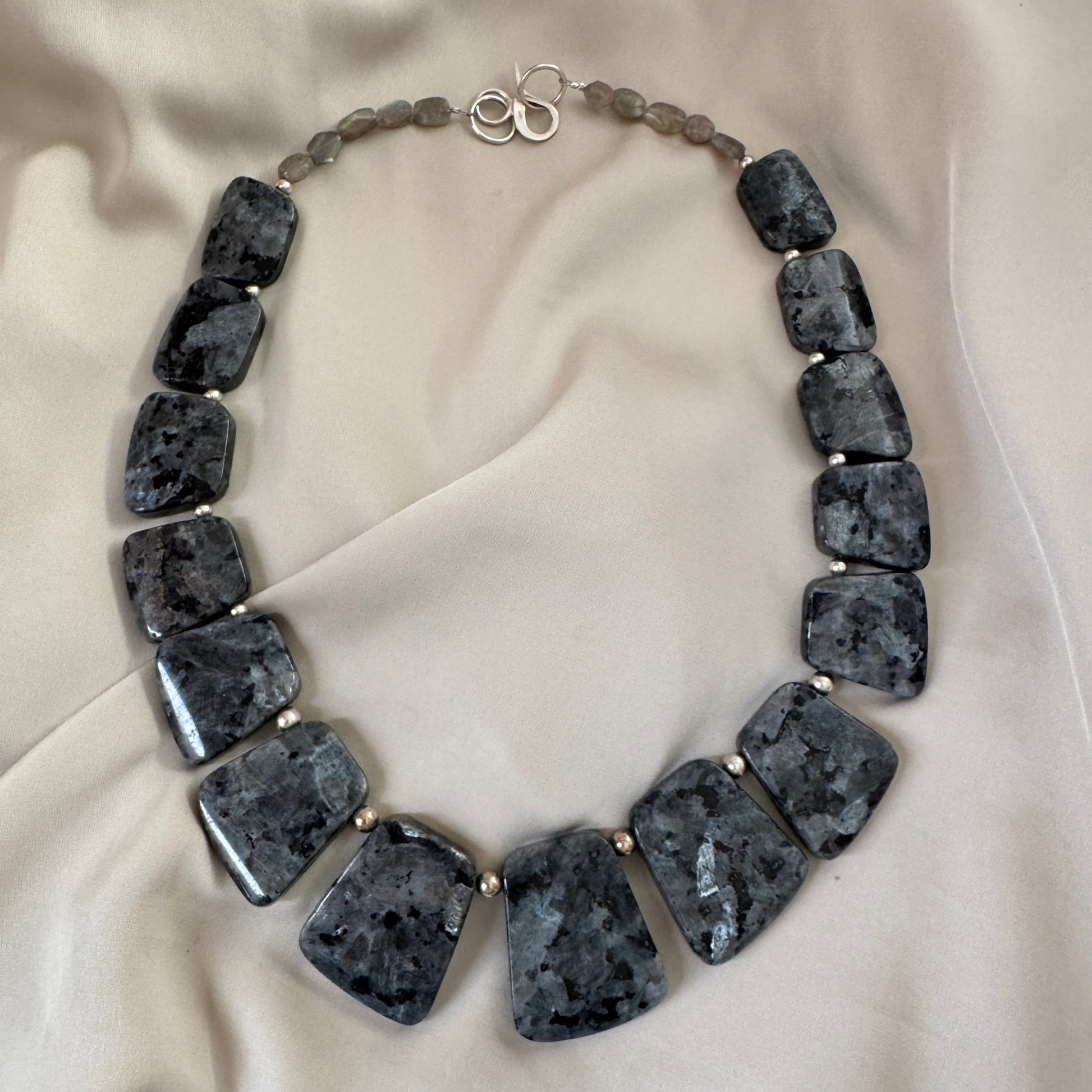 Halsband Labradorit Sterling Silver - Limited Edition - 52cm - Grå Blå 