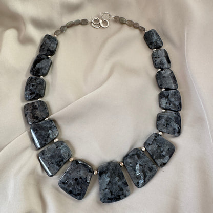 Halsband Labradorit Sterling Silver - Limited Edition - 52cm - Grå Blå 