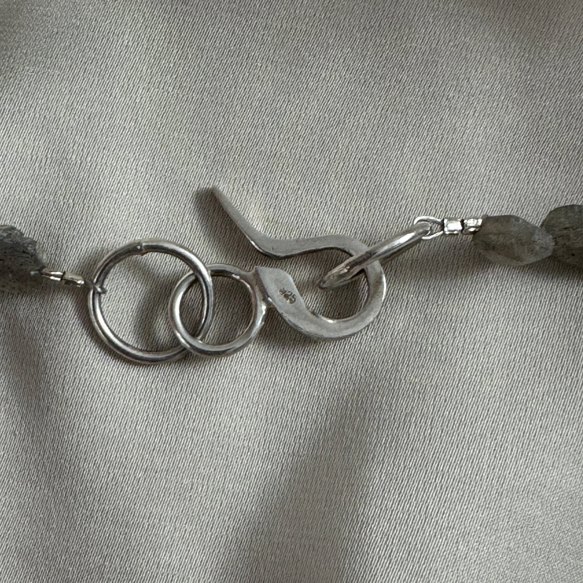 Halsband Labradorit Sterling Silver - Limited Edition - 52cm - Grå Blå 