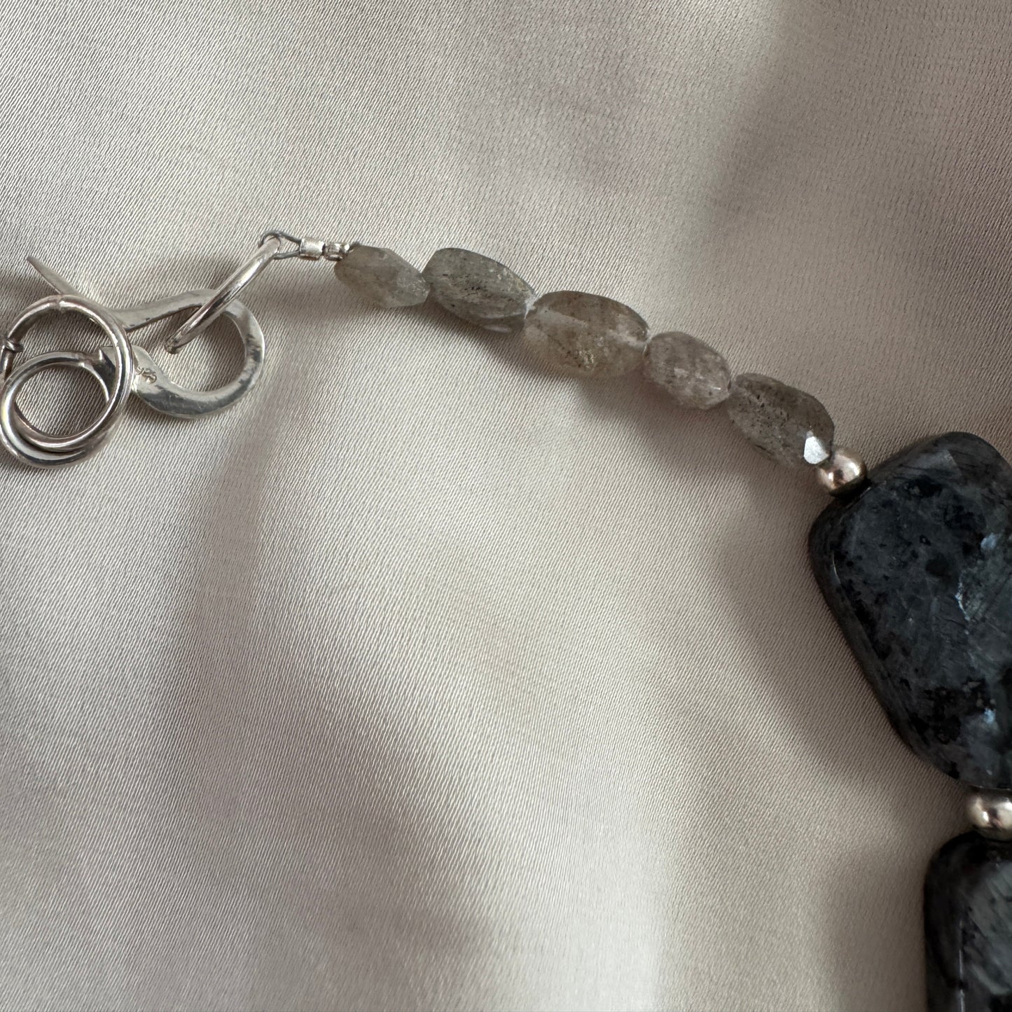 Halsband Labradorit Sterling Silver - Limited Edition - 52cm - Grå Blå 