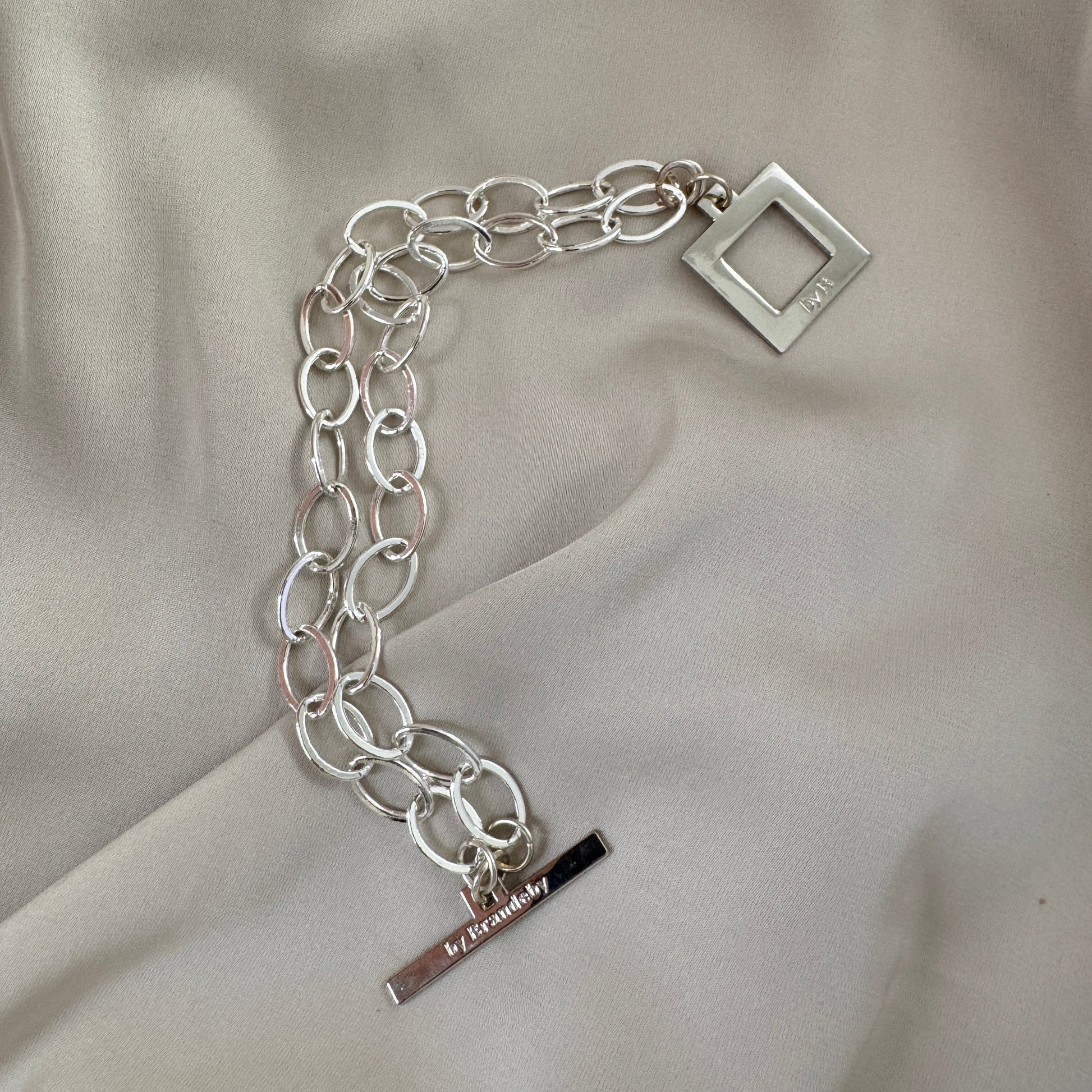 Armband Sterling Silver Pläterat - Dubbla Paperclip Kedjor - 19cm - Silver - design by brandeby