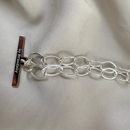 Armband Sterling Silver Pläterat - Dubbla Paperclip Kedjor - 19cm - Silver - design by brandeby