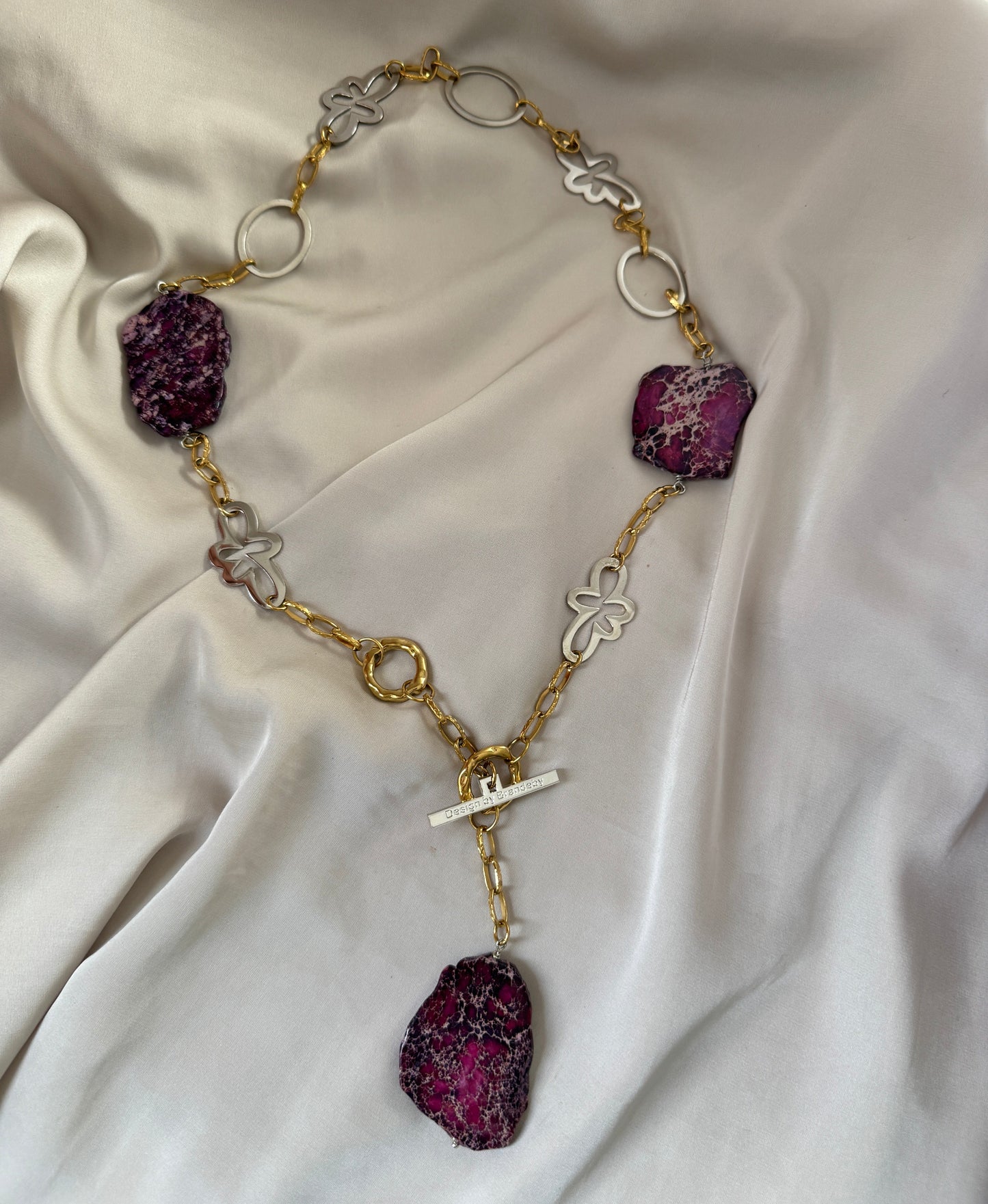 Halsband Lila Jasper - Silver guld - 80 cm - limited edition - Design by Brandeby