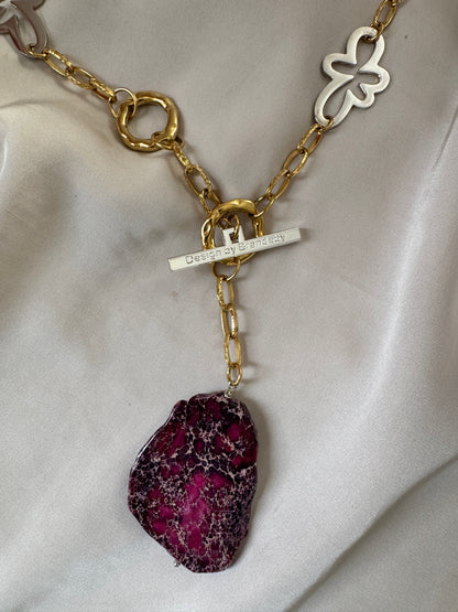 Halsband Lila Jasper - Silver guld - 80 cm - limited edition - Design by Brandeby