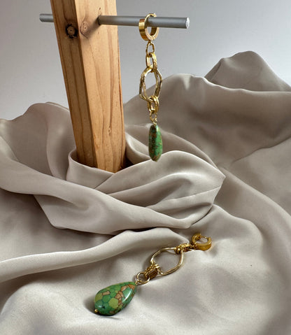 Green Turquoise Örhänge – Äkta Grön Turkos & 18k Guld | Design by Brandeby