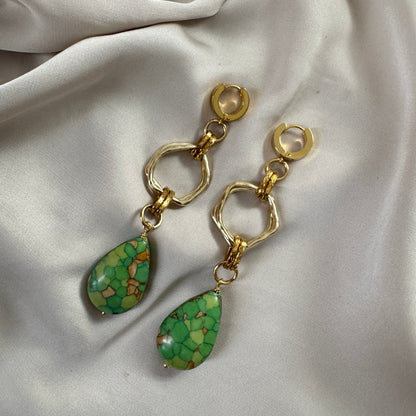 Green Turquoise Örhänge – Äkta Grön Turkos & 18k Guld | Design by Brandeby