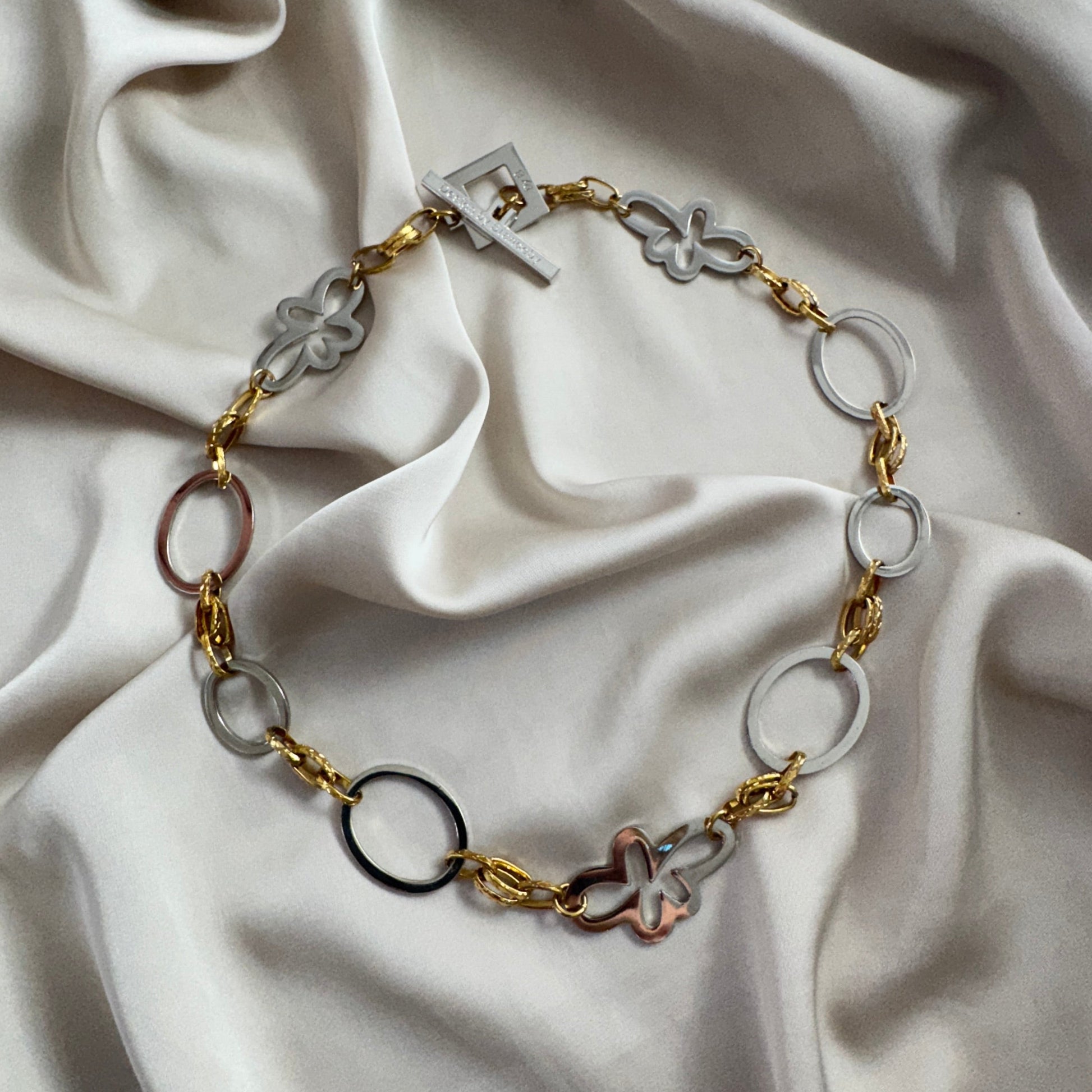 Halsband i silver- & guldpläterat rostfritt stål 50cm – Golden Rope | Design by Brandeby