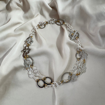 Halsband i silverpläterat rostfritt stål 100cm – All Flower | Design by Brandeby