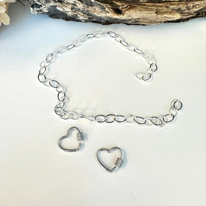 Two Silver Hearts Halsband