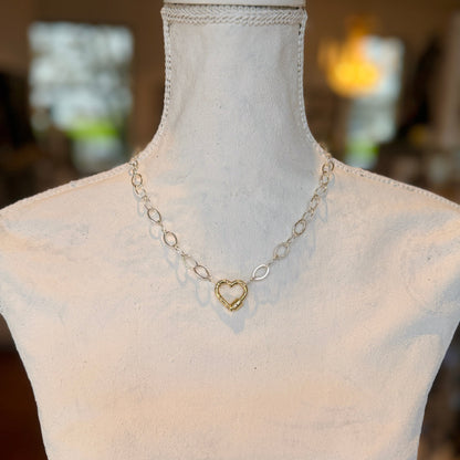 Short Gold Heart Halsband