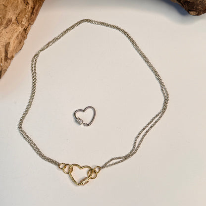 Two Hearts Gold Silver Halsband