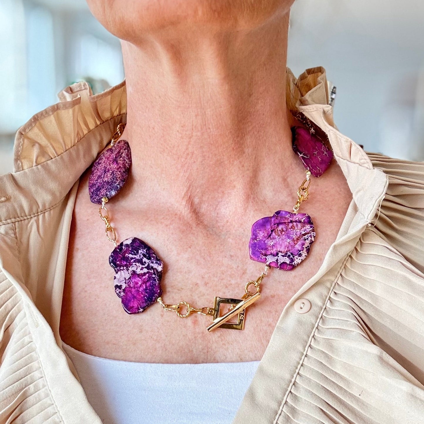 Bold Nature - Halsband lila Imperial Jasper & guld design by brandeby