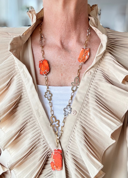 Beauty of Orange - Imperial Jasper silver blommor
