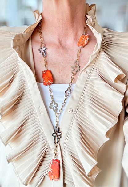 Beauty of Orange - Imperial Jasper silver blommor