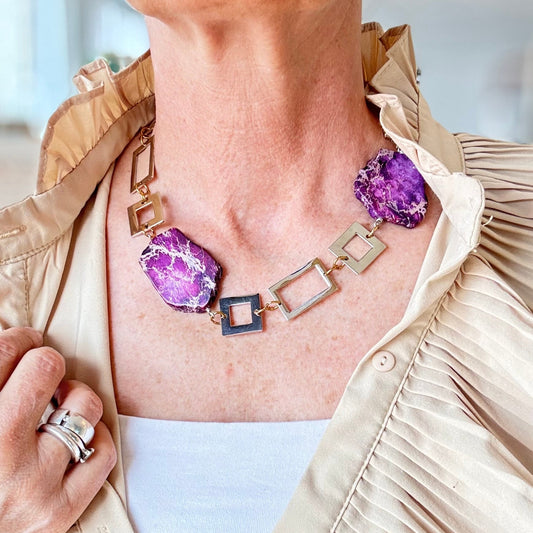 Royal Purple Halsband - Lila Jasper & Sterling Silver-designbybrandeby