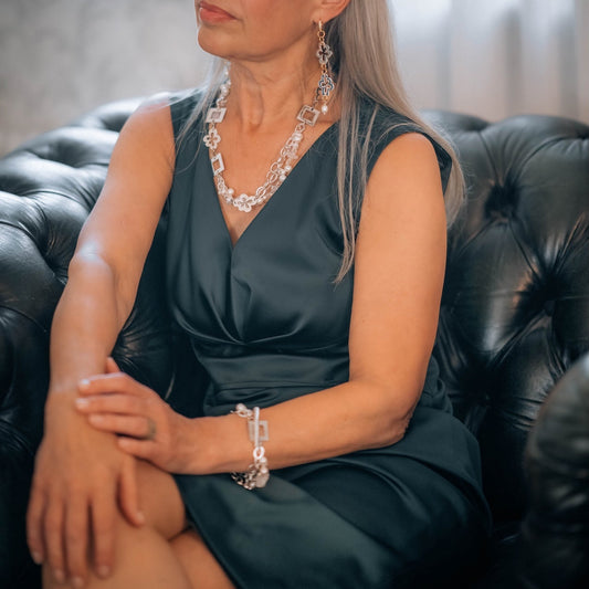 Crystal Ice Armband - Bergkristall sötvattenspärlor