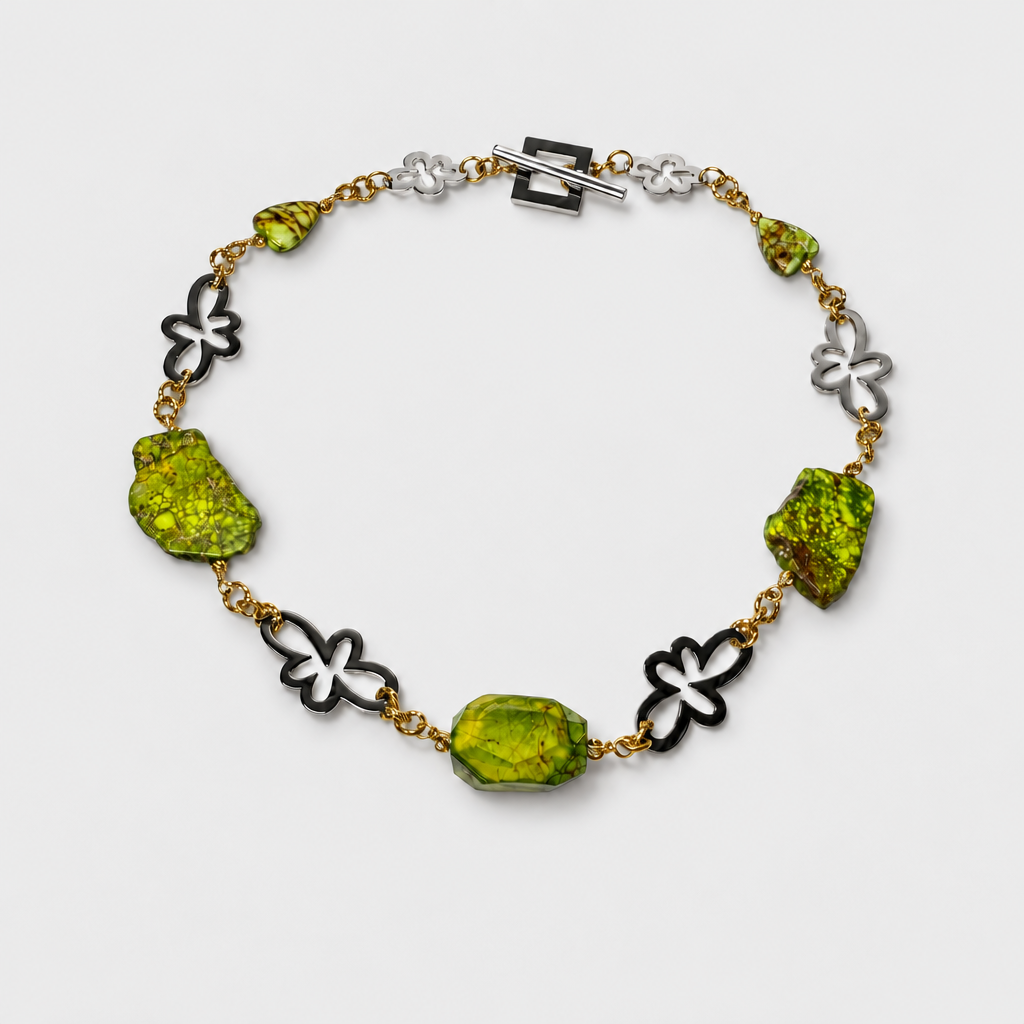 Royal Imperial Halsband - Grön Jasper & Silver