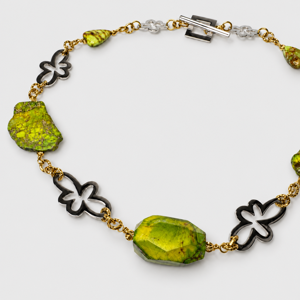 Royal Imperial Halsband - Grön Jasper & Silver