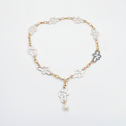 Flower Gold Silver Halsband - Design by Brandeby