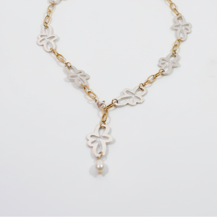 Flower Gold Silver Halsband - Design by Brandeby