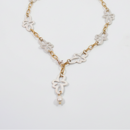 Flower Gold Silver Halsband - Design by Brandeby