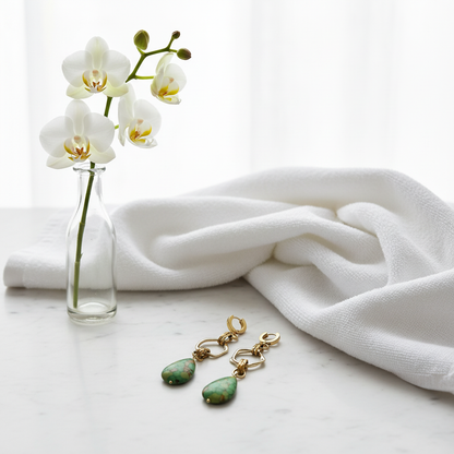 Green Turquoise Örhängen - Ljus lyxig miljö