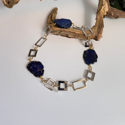 kort exklusivt blått imperial jasper halsband design by brandeby