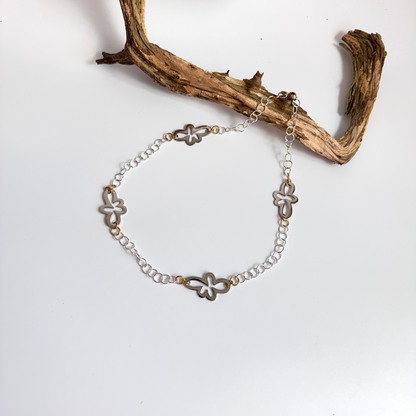 kort blom halsband silver kedja design by brandeby