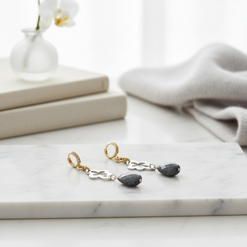 Labradorit Lyx Örhängen - Ljus lyxig miljö