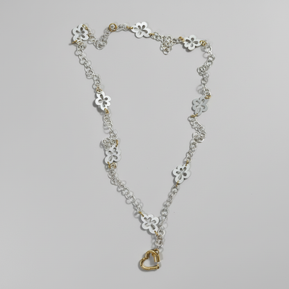 Long Silver Flower Halsband - Elegance Bild 1