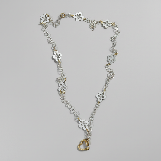 Long Silver Flower Halsband - Elegance Bild 1