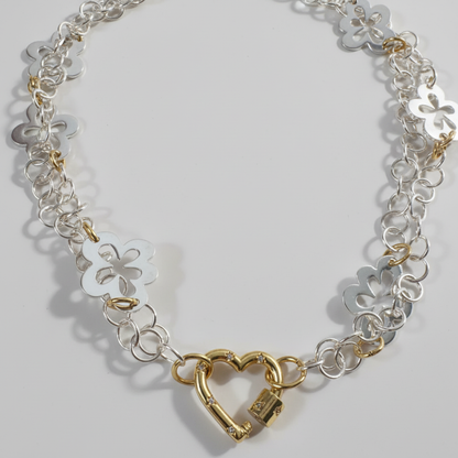 Long Silver Flower Halsband - Elegance Bild 3