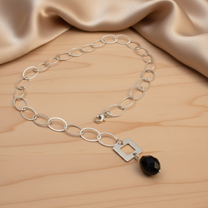 Luxury Wood and Silk Necklace - Artistic