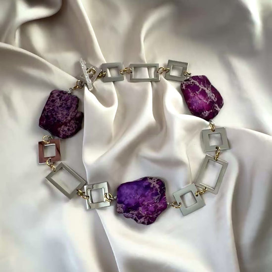 video på Halsband Lila Jaspis pläterad Sterling Silver 18K Guld - 52cm - Lila - designbybrandeby