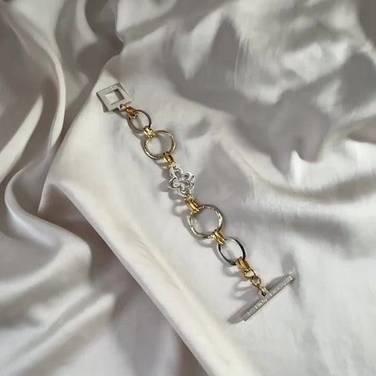 video med Armband i silver- & guldpläterat rostfritt stål 20cm – Miss Gold | Design by Brandeby