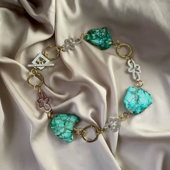 Halsband Turkos Imperial Jasper - Silver guld - 52 cm - limited edition - design by brandeby