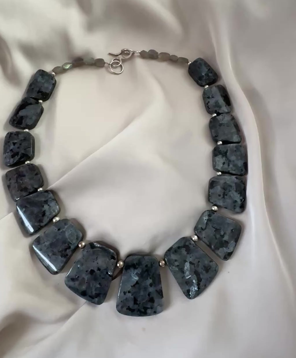 Halsband Labradorit Sterling Silver - Limited Edition - 52cm - Grå Blå 