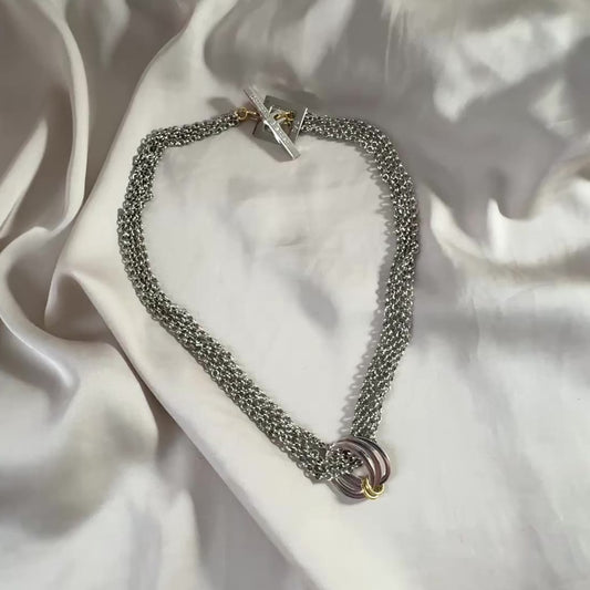 video med Halsband Sterling Silver 18K Guld - Flexibelt - 48-96cm - Silver Guld - design by brandeby