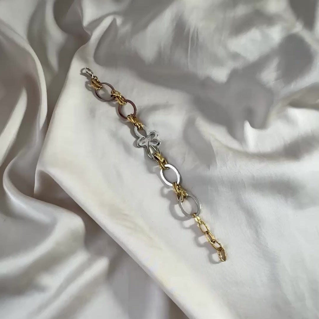 video med Armband i silver- & guldpläterat rostfritt stål 23cm – Gold Silver | Design by Brandeby