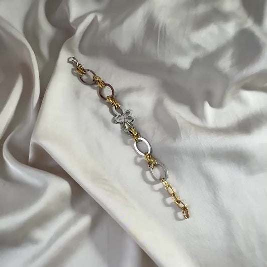 video med Armband i silver- & guldpläterat rostfritt stål 23cm – Gold Silver | Design by Brandeby