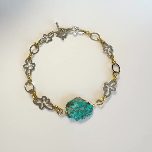Imperial Flower Halsband – Turkos Jasper Guld Silver