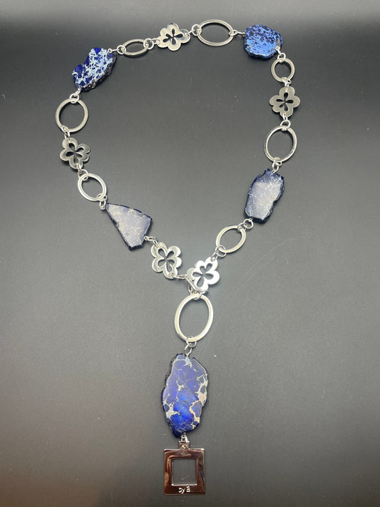 Halsband blå imperial jasper egendesignade delar i serien be happy, flexibelt