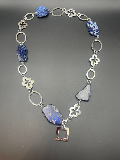 Necklace blue imperial jasper self-designed parts in the be happy series, flexible